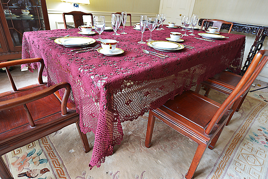 Festive Merlot Crochet Tableclot